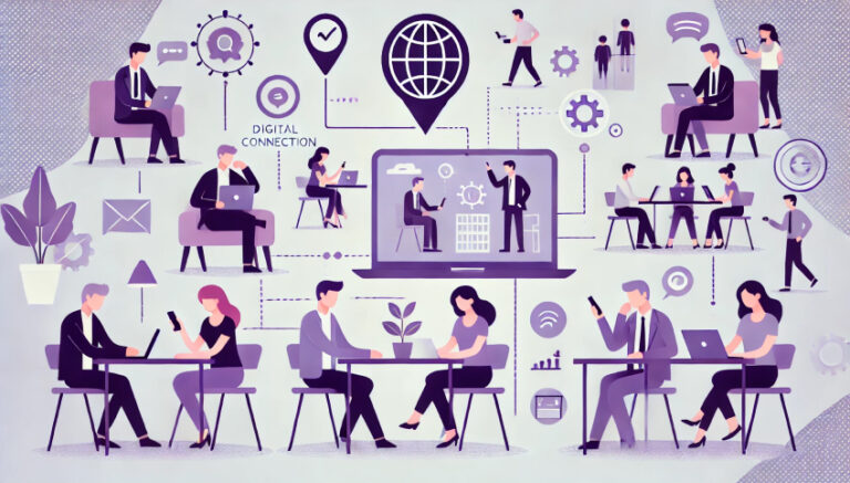 異なる拠点間で円滑なコミュニケーションを実現しているイメージ