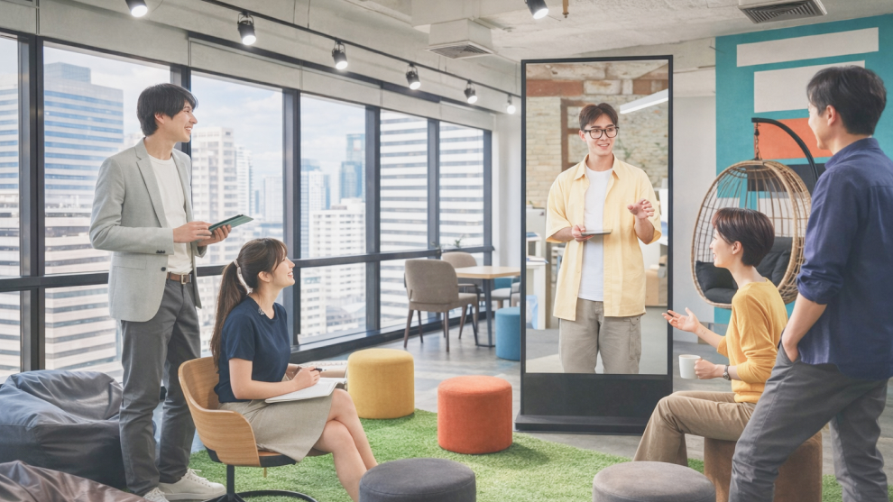 ごく自然に離れた相手と会話が始まる常時接続シーン